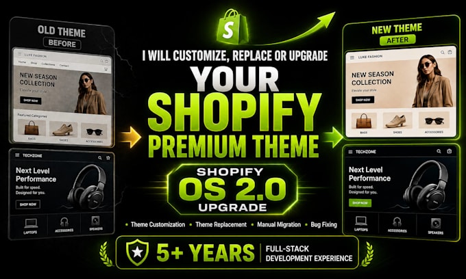 customize, replace or upgrade your shopify premium theme