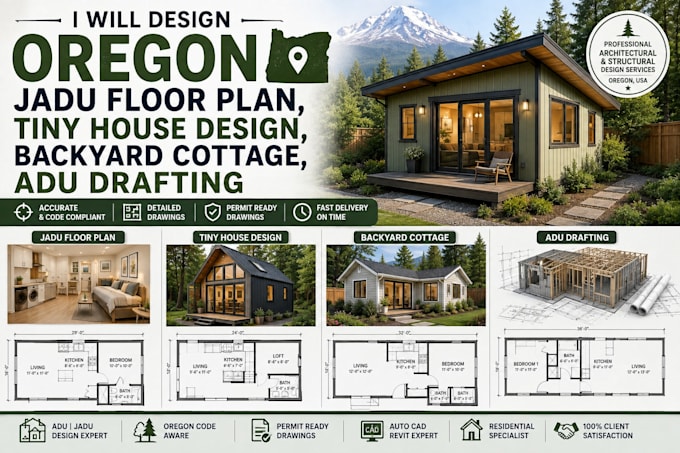 design oregon jadu floor plan, tiny house design, backyard cottage, adu drafting