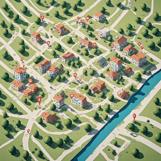 create a modern illustrated neighborhood map for your project