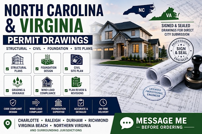 prepare north carolina and virginia permit drawings