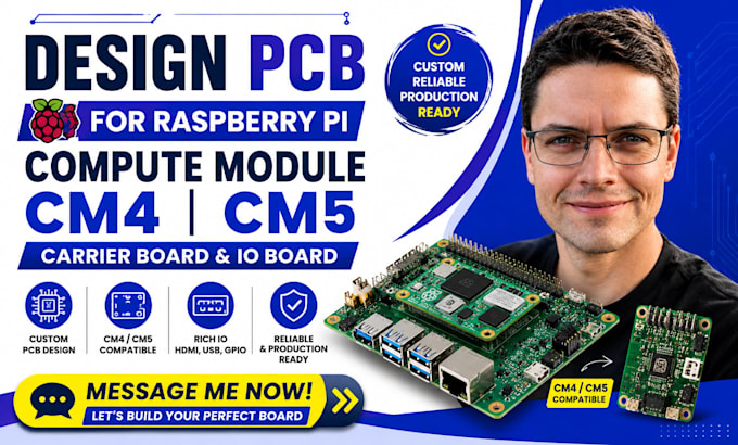 design pcb for raspberry pi compute module cm4 cm5, carrier board and io board
