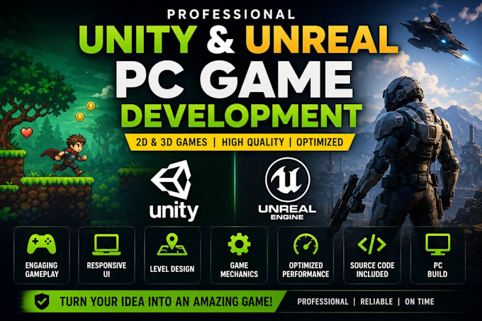 develop your PC game in unity or unreal engine