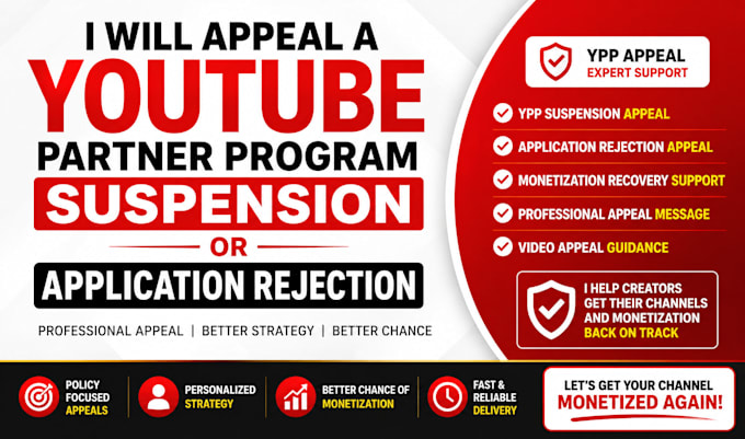 appeal a youtube partner program suspension or application rejection