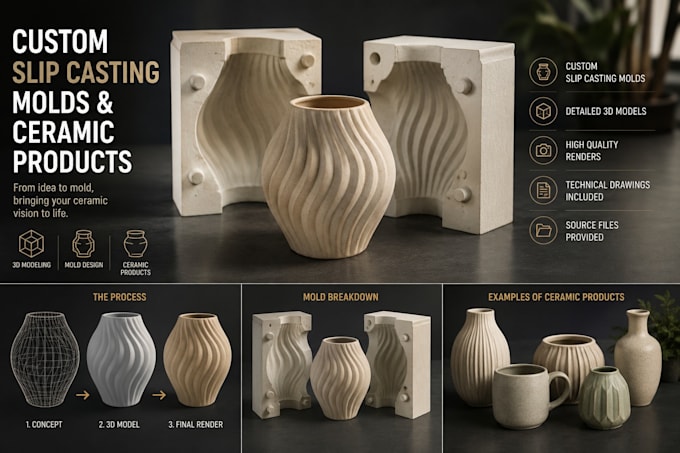 create custom slip casting ceramic model and 3d models