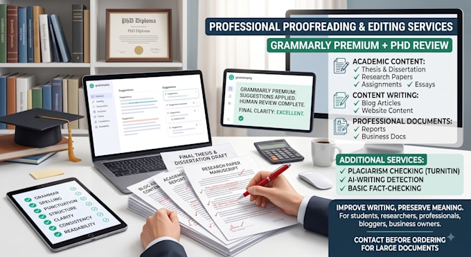 professionally proofread and edit your document for grammar and spelling