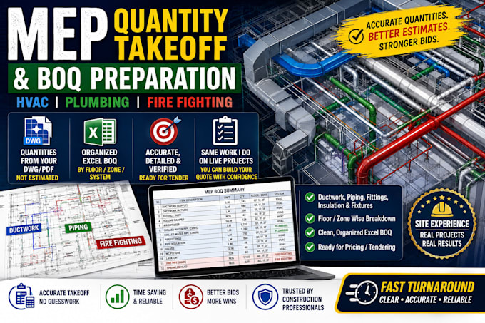 do mep quantity takeoff and boq preparation