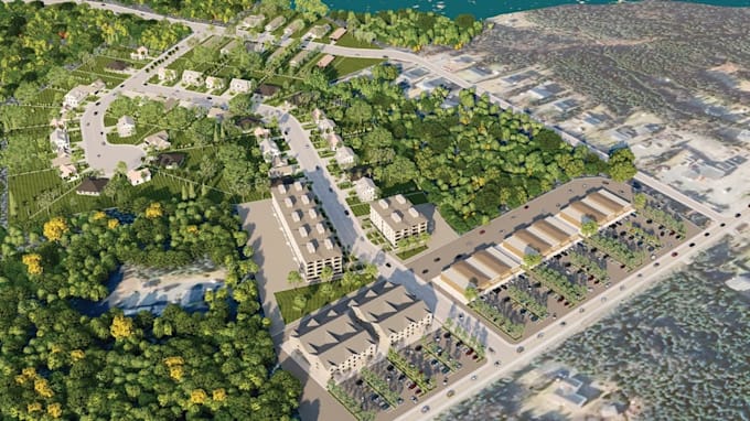 design 3d residential masterplan housing development subdivision siteplan render