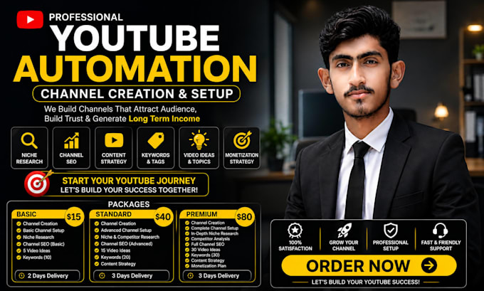 build and setup a youtube automation channel with SEO