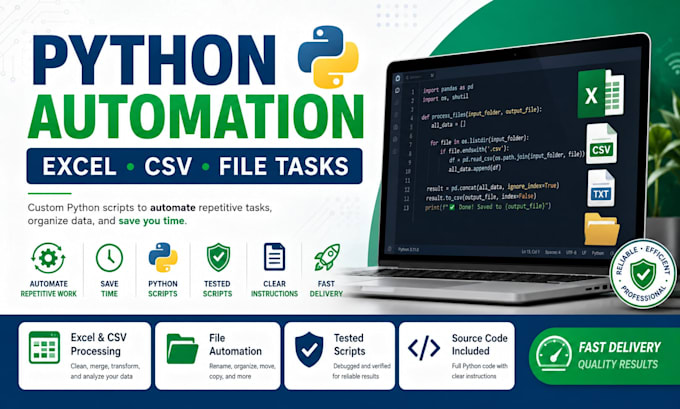 automate repetitive excel CSV and file tasks with python