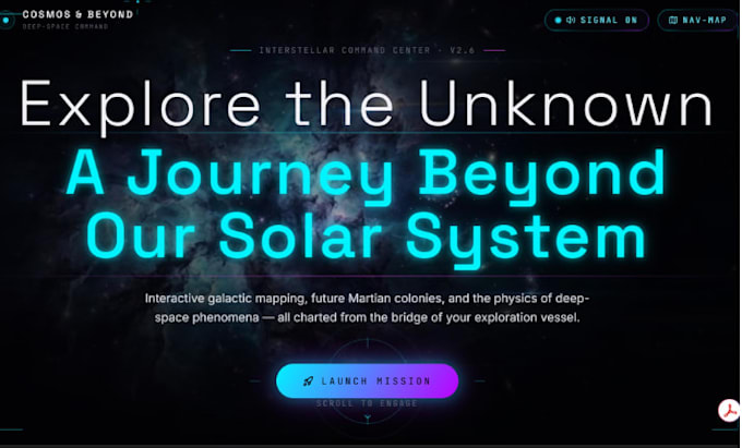 create a futuristic space or sci fi website using base 44