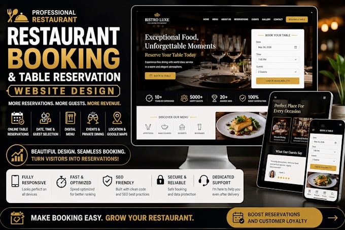 design a restaurant booking and table reservation website