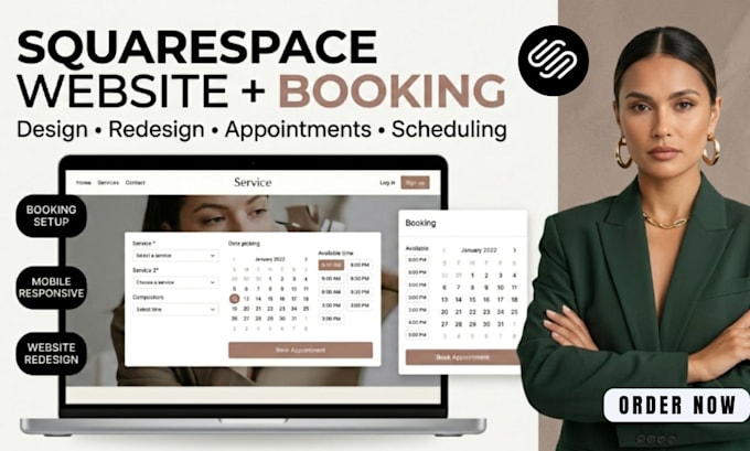 design squarespace website, ecommerce store, and squarespace booking