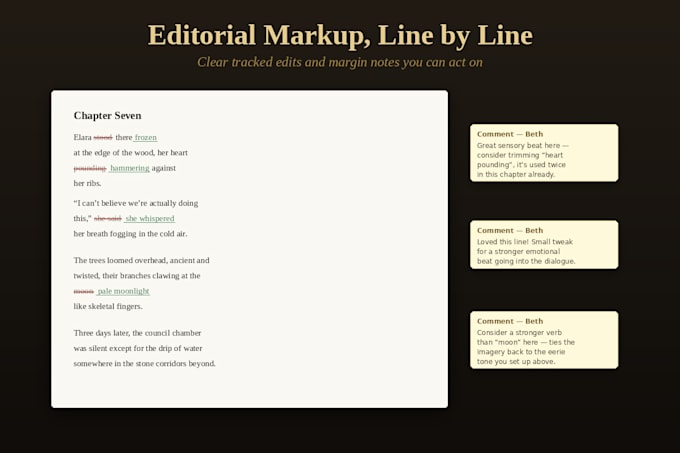 edit or beta read your fantasy or romance manuscript