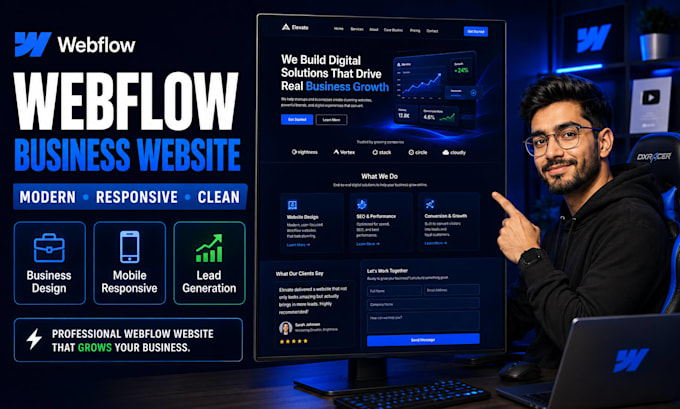 design webflow business website development, responsive webflow business website