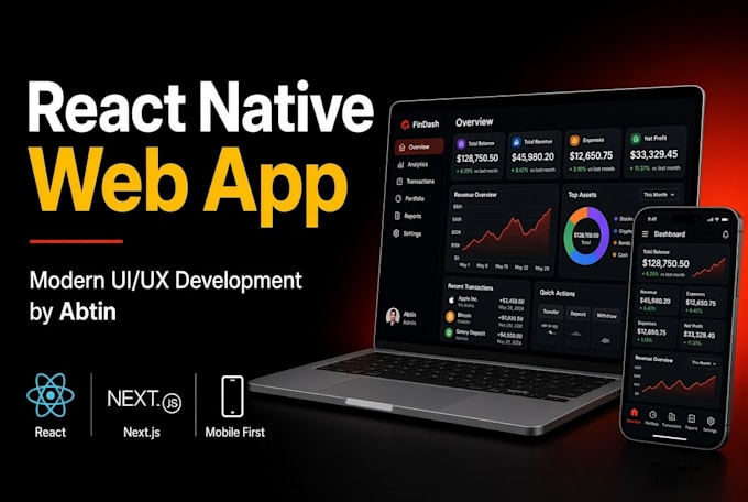 develop a react native web app with modern UI UX design