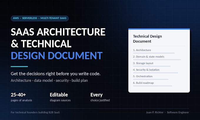 design your saas architecture and deliver a technical design document