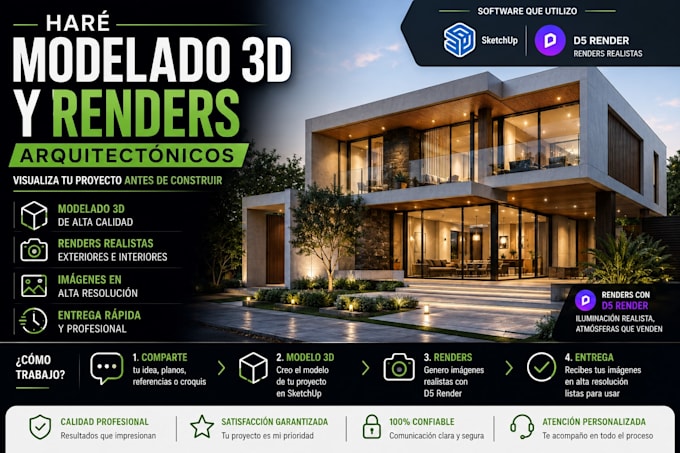 haré modelado 3d y renders arquitectónicos