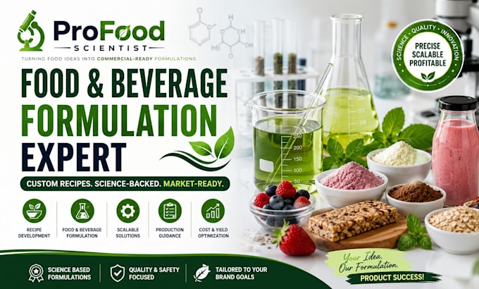 formulate food and beverage products with commercial recipe development