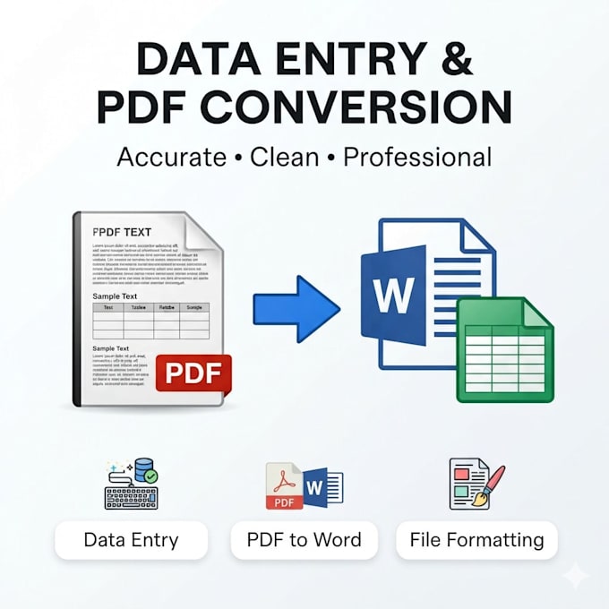 do data entry and PDF conversion as your virtual assistant