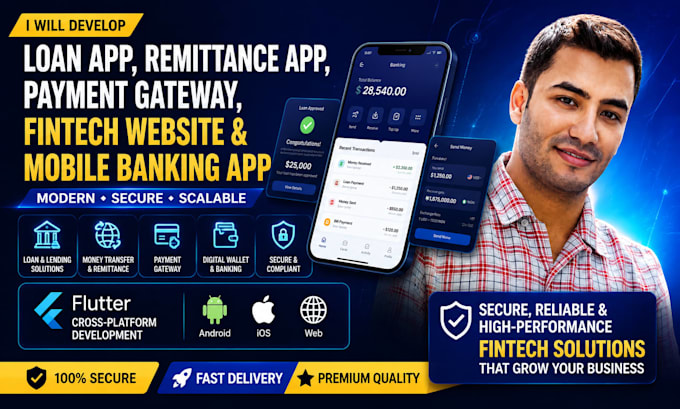 develop fintech app, loan app, remittance app, payment gateway and fintech app