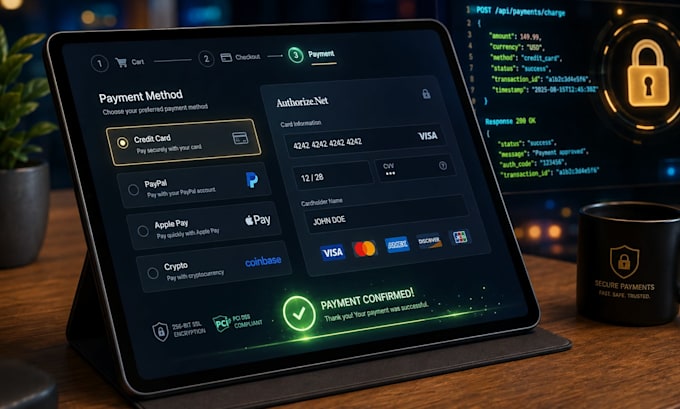 integrate payment gateway, stripe, paypal, or authorize net to your website