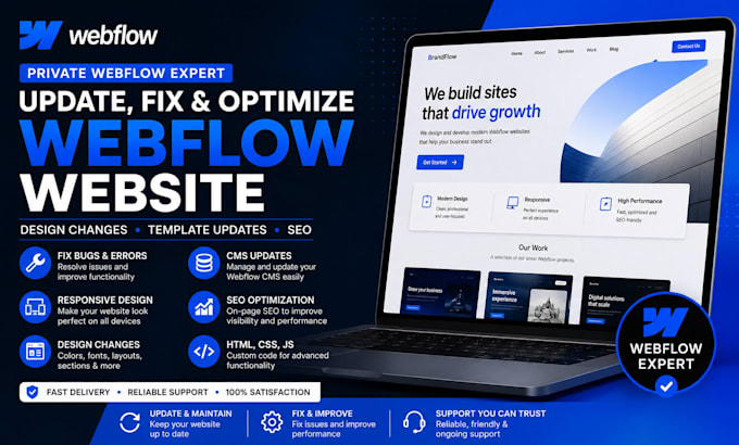 fix webflow website and update design or template