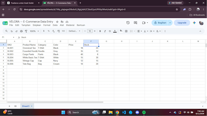 do accurate data entry, data cleaning, excel and google sheets