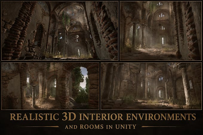 create realistic 3d interior environments and rooms in unity