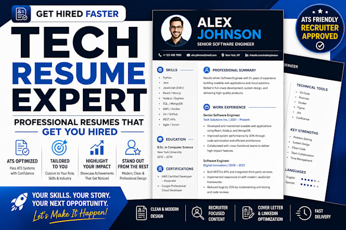 write and design a professional ats friendly resume or CV