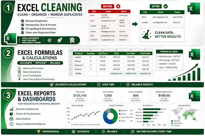 create professional excel spreadsheets, formulas and reports