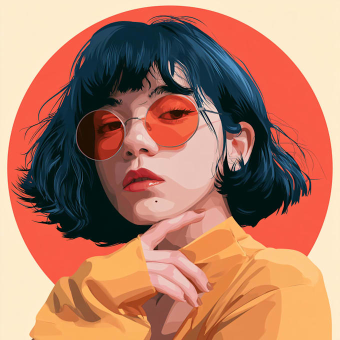 draw minimalist vector potrait cartoons