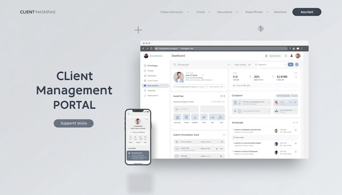 build secure client portal with login, documents, forms, and dashboard