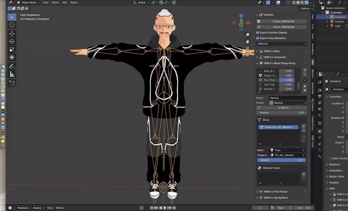 create 3d model, full body rigging for animaze, vtube, 3d blender, 3d sculpting