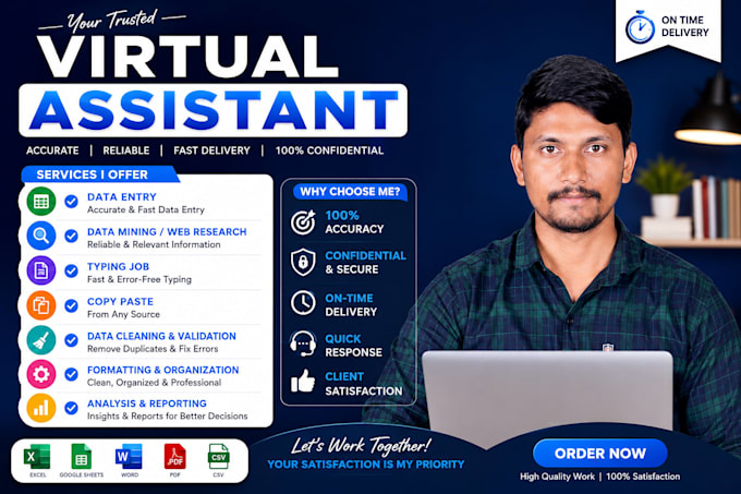 your virtual assistant for data entry, typing, copy paste and web research
