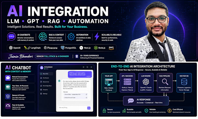 integrate ai, llm chatbot and openai gpt into your web app