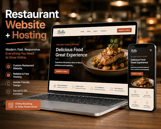 design a restaurant or cafe website with hosting included