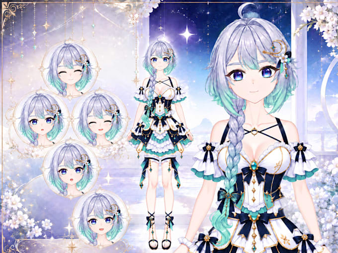 create a vtuber live2d model illustration