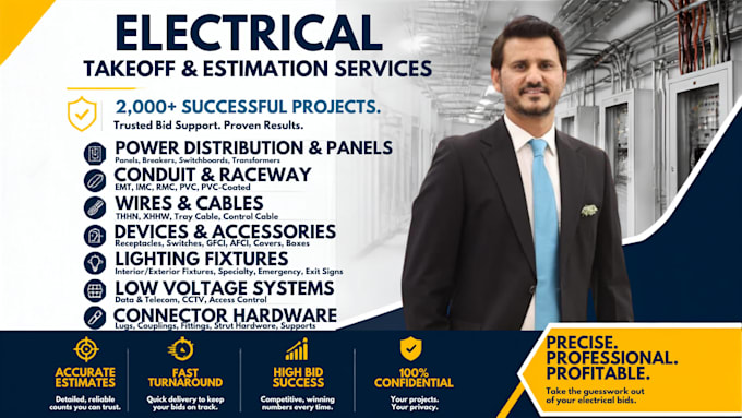 do electrical takeoff, low voltage takeoff, and construction cost estimation