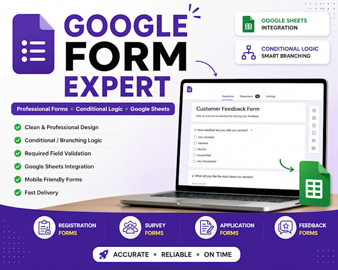 create a professional google form with conditional logic and response sheet