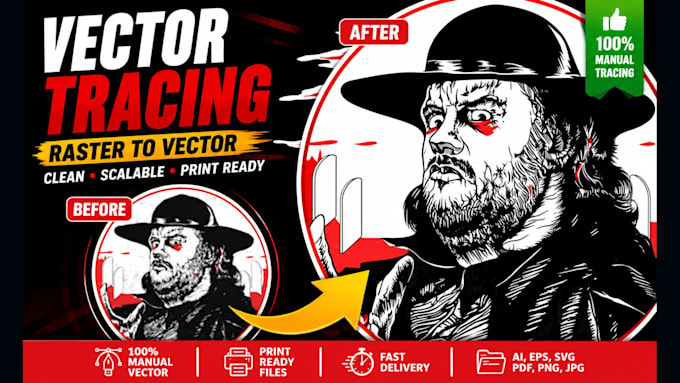do manual vector tracing, redraw logo, convert image to vector
