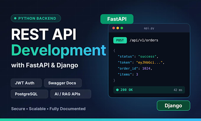 develop a custom rest API using python fastapi or django