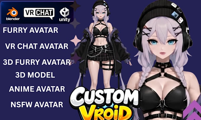 create custom vrchat avatar, vr character and 3d nsfw humanoid vrc avatar