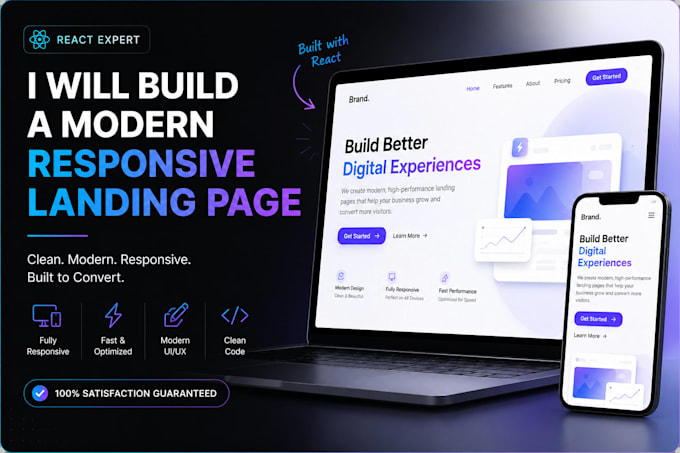 build a modern responsive landing page using react
