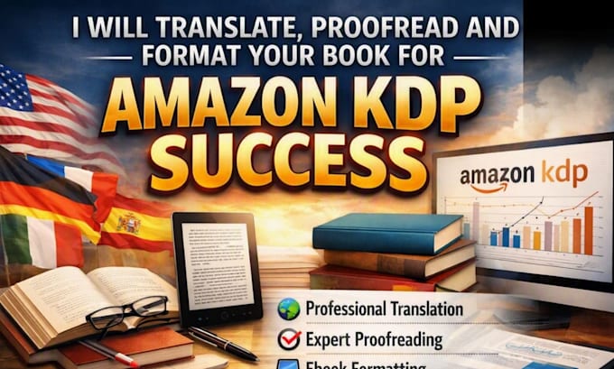 translate, proofread and format your book for amazon kdp success