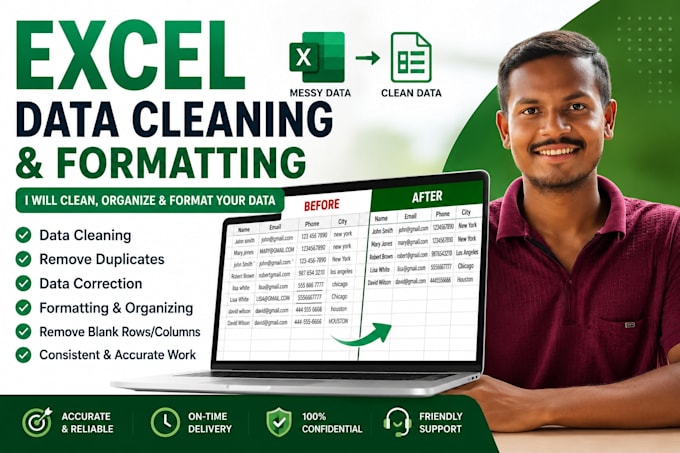 clean, format and organize excel spreadsheet