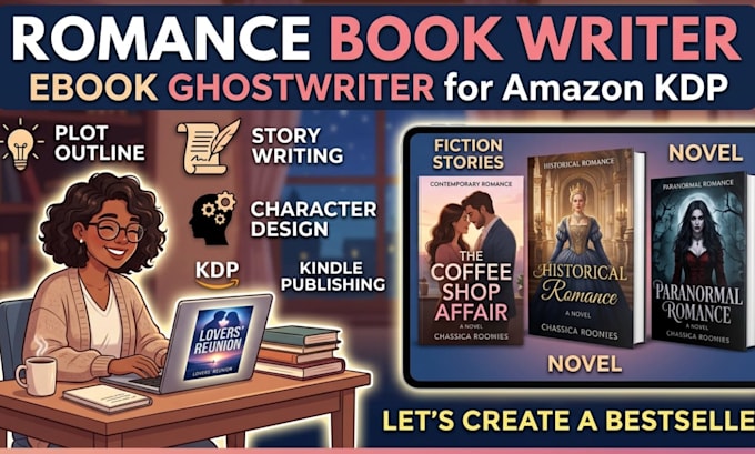 be your romance book writer and ebook ghostwriter for amazon kdp