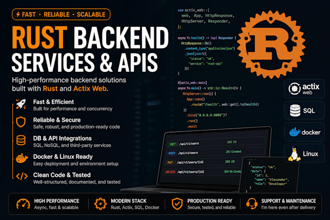build fast and reliable rust backend services and apis