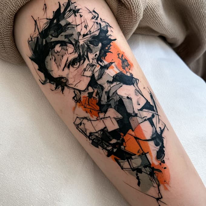 create aesthetic anime tattoo illustration
