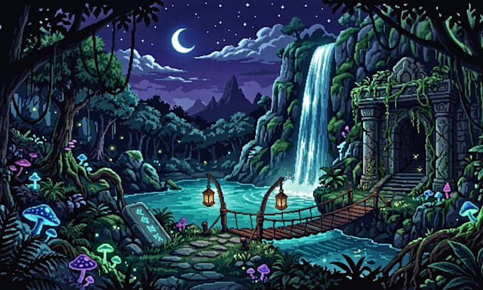create animated pixel art backgrounds, parallax scenes and 2d game environments