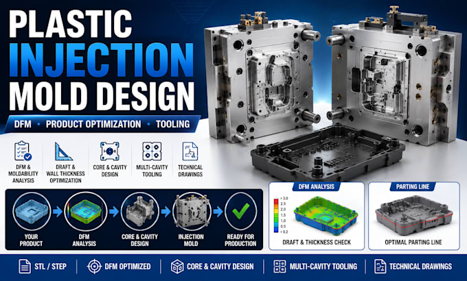 optimize plastic product for injection molding and design the mold